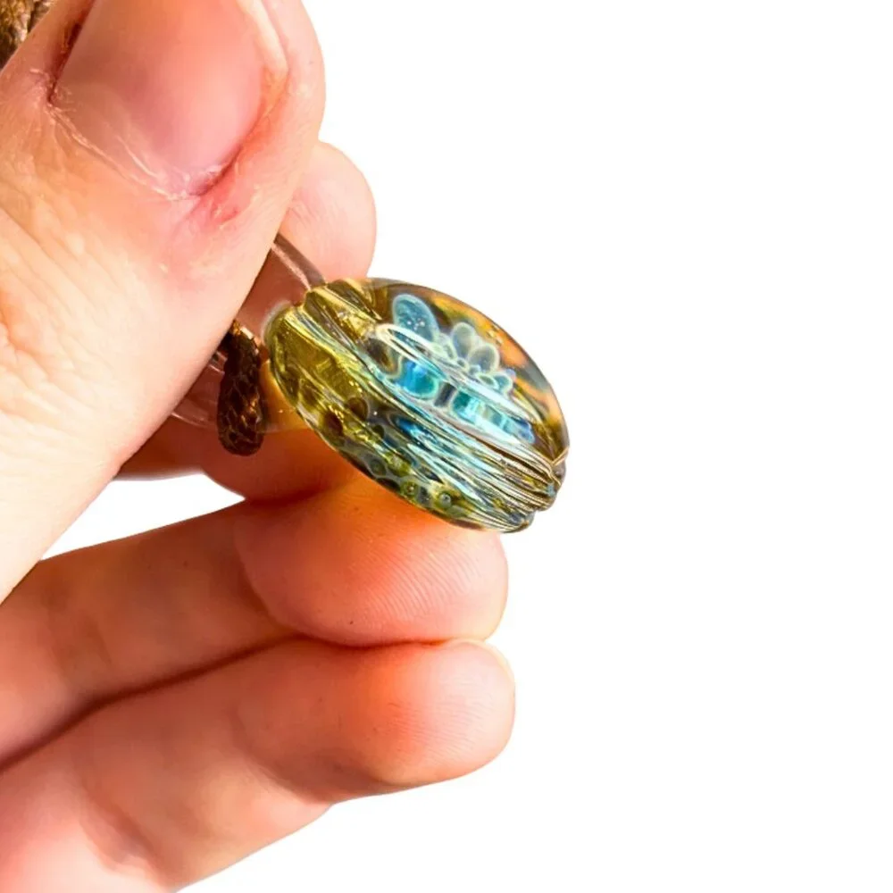 Sea Flower – Handmade Borosilicate Glass Pendant – Gothic Curiosity Accessory - Picture 4 of 7